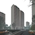 Modern High Rise Residential Building With Lush Green Trees Lawns And Path