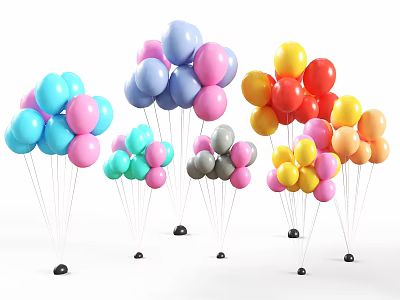 Colorful Balloons Bouquet With Mixed Bright Colors For Party Decoration 3d model