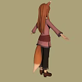3D Model Character With Cat Ears Wearing Pink Top And Dark Pants 3d model