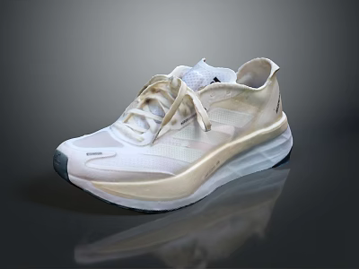 White Modern Lifestyle Sneakers With Breathable Mesh Upper And Lightweight Sole 3d model