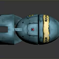 Blue Weapon Bomb Design With Radioactive Symbol And Danger Label