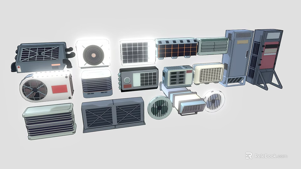 Air Conditioner Fans Different Types And Modern Designs For Home Cooling Solutions 3d model 