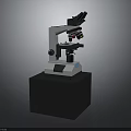 Professional Laboratory Microscope With Multiple Objective Lenses On Black Stand 3d model