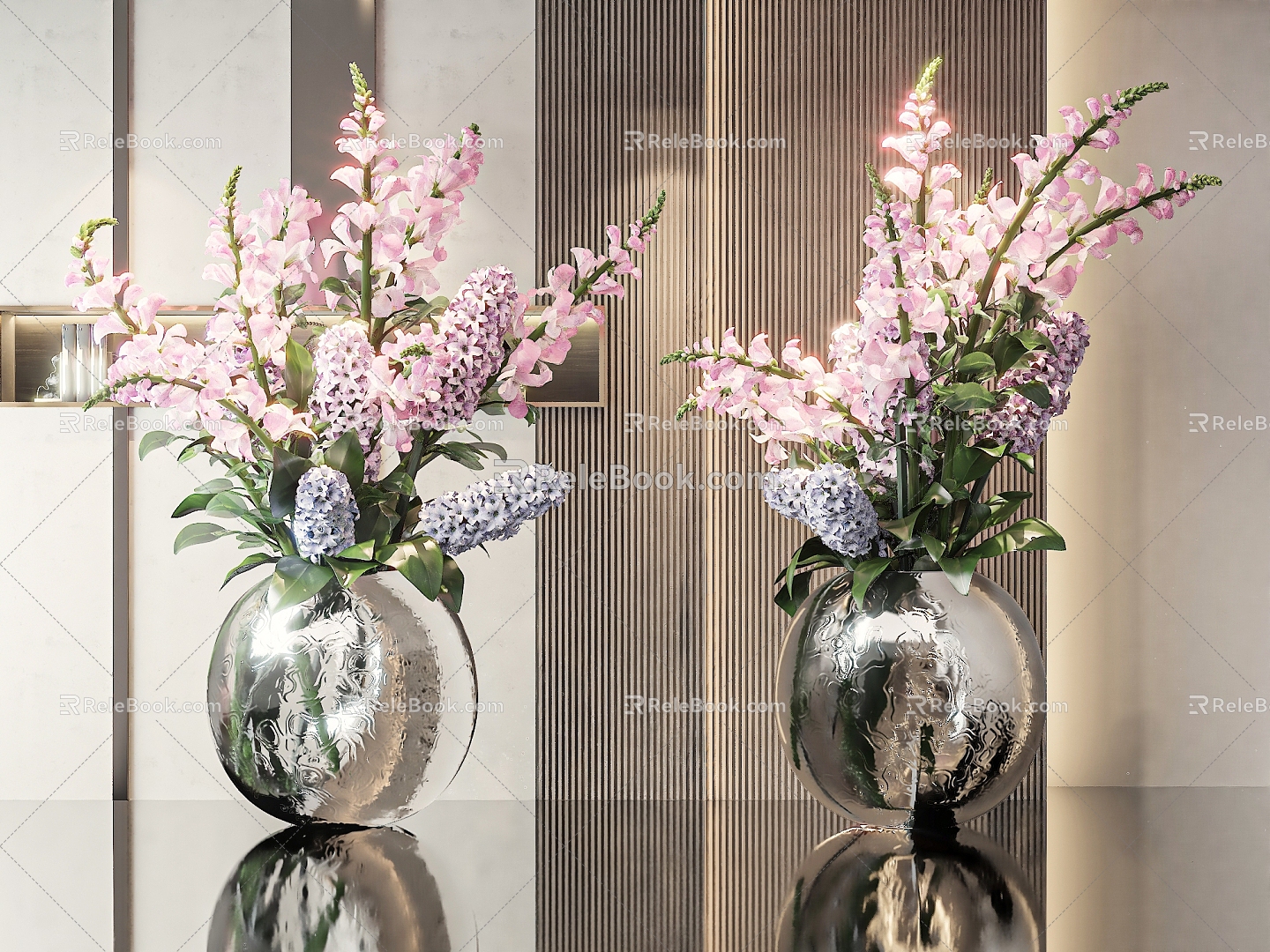 Vase Flower Green Plant Flower Glass Vase Aquatic Plant Decorative Ornaments Floral Vase Flowers 3d model