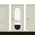 Light Green Swing Doors With Different Panel Designs And Glass Inserts Golden Handles 3d model