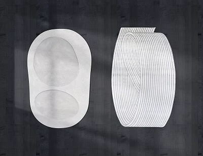 Stylish Modern Rugs With Oval Shape And Striped Pattern For Home Decoration 3d model