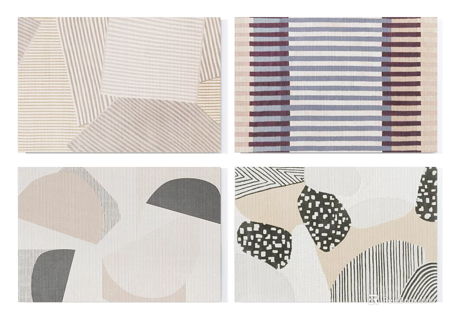 Square Rugs With Geometric Patterns Striped Designs And Abstract Shapes For Home Decor 3d model