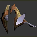 Fantasy Orange And Gold Weapon With Blue Gem And Spiked Design