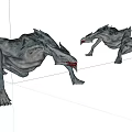 Game And Movie Monster Character With Gray Skin Crawling Posture Sharp Teeth And Claws