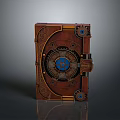 Vintage Mechanical Ornate Book With Gear Design Brown Cover And Blue Accents
