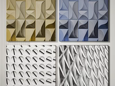 Geometric Decorative Panels With 3D Textured Abstract Patterns In Various Colors 3d model