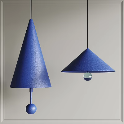 Modern Blue Pendant Lights With Cone And Umbrella Shapes And Glass Ball Decor 3d model