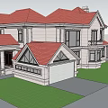 Elegant Detached Villa Featuring Red Roof White Exterior And Classic Front Porch