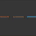 Five Various Colored Wooden Public Long Benches on Black Background
