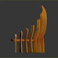 Unique Orange Wooden Chair With Vertical Slats And Curved Seat Design