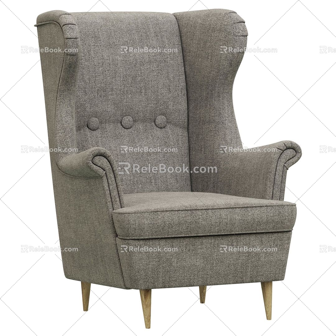 Simple American Style High Backrest Fabric Single Sofa 3d model