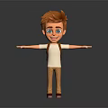 Smiling Red Haired Boy With Backpack White Tshirt Khaki Pants Red Shoes And Open Arms