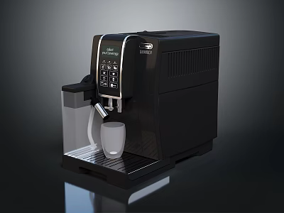 Black Automatic Coffee Machine With Digital Display Control Buttons And Cup Tray 3d model