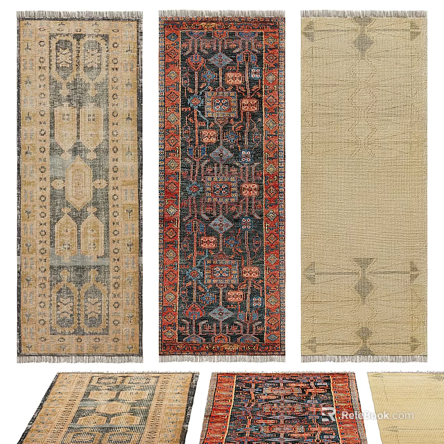 Square Rugs With Various Traditional And Modern Patterns For Home Interior Decor 3d model 