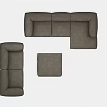 Modern Gray Fabric Modular Sectional Sofa Set With Ottoman For Living Room 3d model