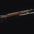 Classic Bolt Action Rifle With Wooden Stock Metal Barrel And Sharp Bayonet