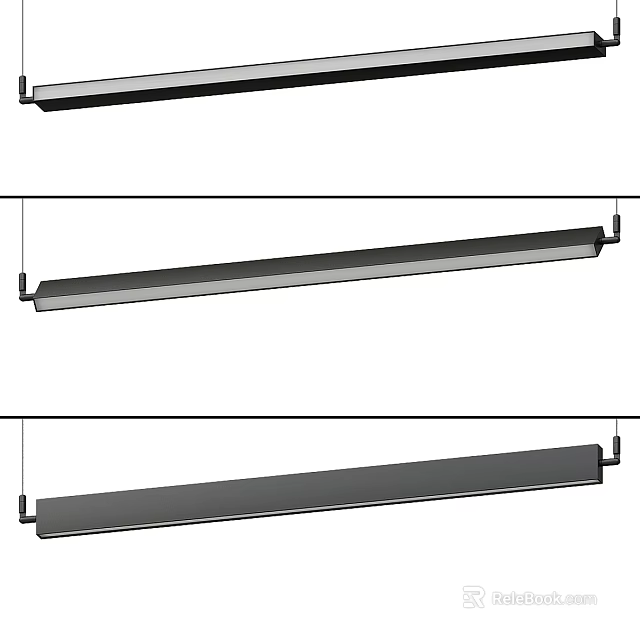 Modern Long Chandelier Design In Black And Gray For Interior Lighting Decoration 3d model 