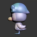 Cute 3D Cartoon Character Creature With Blue Cloud Hat White Body And Pink Cheeks