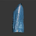 Vibrant Blue Long Sleeve Blazer Coat With White Polka Dots And Snowflake Patterns And Buttons