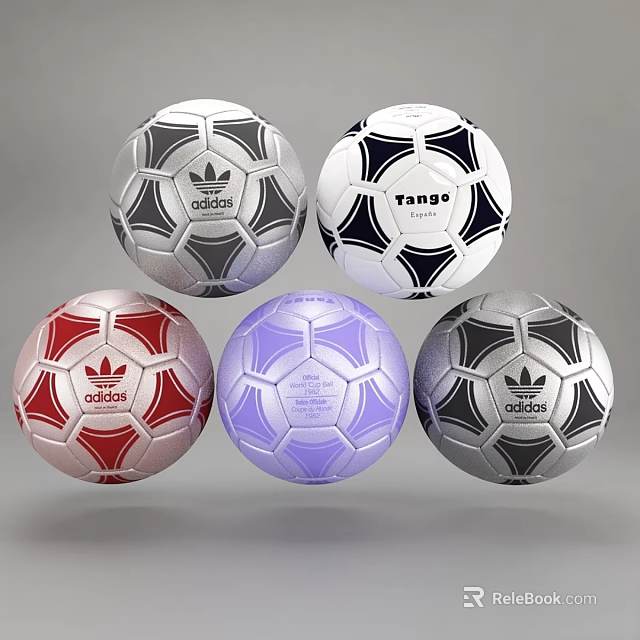 Multiple Adidas Soccer Balls With Tango Design In Various Colors For Sports Equipment 3d model 