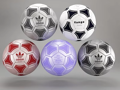 Multiple Adidas Soccer Balls With Tango Design In Various Colors For Sports Equipment 3d model