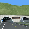 Road Facilities Featuring Stone Wall Tunnel Dual Carriageway Guardrail And Yellow Lane Markings