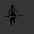 Hooded Fantasy Warrior Character In Dark Detailed Armor With Dual Swords 3d model