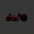 Red Motorcycle With Large Wheels Unique Design And Black Accents Details