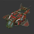 Red Futuristic Cosmic Spaceship With Aerospace Design And Complex Wing Structure 3d model