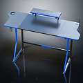 Modern Gaming Table Furniture with Blue LED Lights Metal Legs and Smooth Desktop