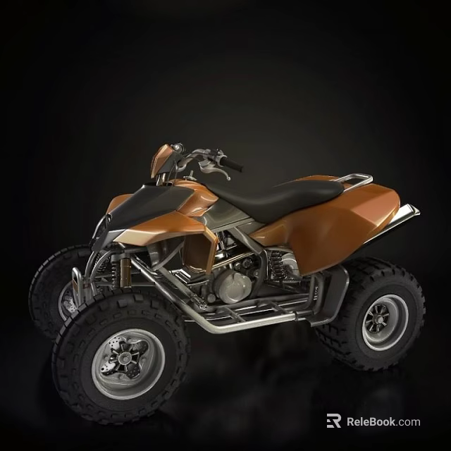 Orange and Black All Terrain Motorcycle with Large Off Road Tires and Sporty Design 3d model 
