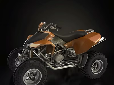 Orange and Black All Terrain Motorcycle with Large Off Road Tires and Sporty Design 3d model
