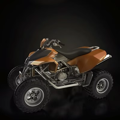 Orange and Black All Terrain Motorcycle with Large Off Road Tires and Sporty Design 3d model