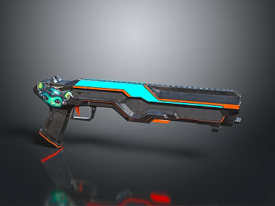 Advanced Futuristic Gun With Blue Orange Accents And Black Body Modern Design 3d model