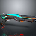 Advanced Futuristic Gun With Blue Orange Accents And Black Body Modern Design