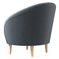 Gray Curved Upholstered Armchair With Soft Fabric And Light Wooden Legs Modern Design