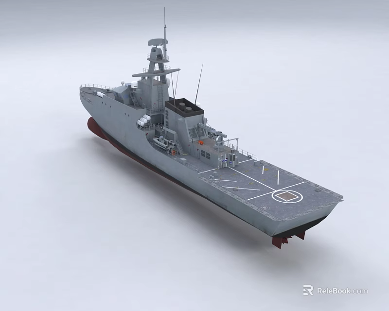 Advanced Modern Warship Design Featuring Deck Superstructure And Naval Radar System 3d model 