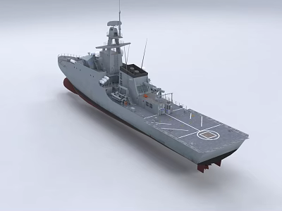 Advanced Modern Warship Design Featuring Deck Superstructure And Naval Radar System 3d model