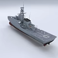 Advanced Modern Warship Design Featuring Deck Superstructure And Naval Radar System
