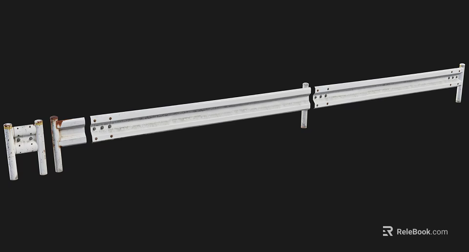 Silver Metal Fence Panel With Bolted Connections And Smooth Surface 3d model 