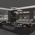 Modern Sofa Coffee Table Combination Modern Living Room Sofa Coffee Table Combination Treadmill Floor Lamp 3d model