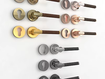 Modern Design Door Handles With Metal And Wood In Multiple Colors 3d model