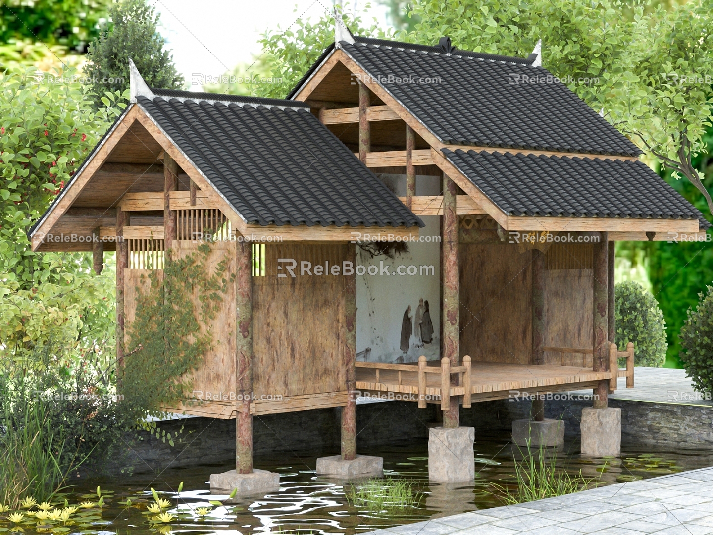 Outdoor Architecture Outdoor Ancient Architecture Outdoor Wooden House Wooden House Outdoor Architecture Scenery 3d model