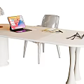 Modern Desk Design With Laptop Table Lamp Notebook and Chair