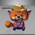 Cute Red Panda Plush Toy With Pancake Hat Honey And Fried Egg Spoon
